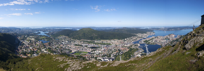 Fototapeta na wymiar uninterrupted panoramic views of Bergen and the sea, fjords and