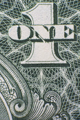 One symbol closeup on the one dollar note