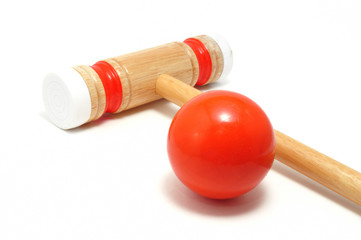 Orange Croquet Mallet and Ball