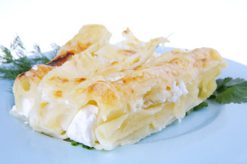 cheese cannelloni served with greenery