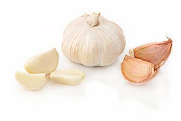 Fresh garlic over white background