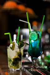 Two cocktails in a bar