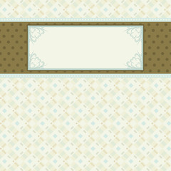 label on beige checked background,  vector illustration