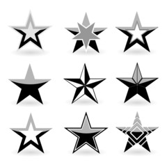 Black star set, vector