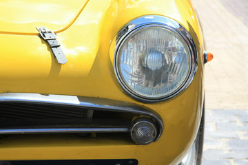 Detail of a vintage Italian sportscar