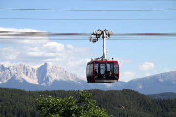 A cablecar in the Dolomite Mountains of Italy
