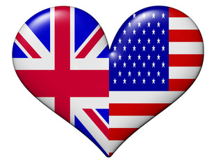 UK and USA heart flag