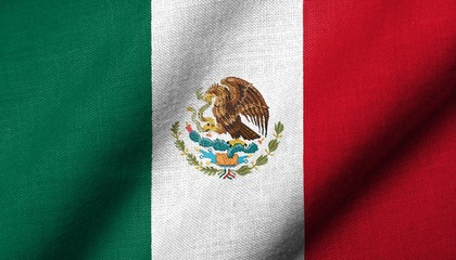 3D Flag of  Mexico waving