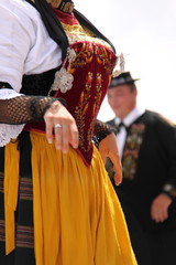 Costume, femme, danse, tradition, suisse, alpes