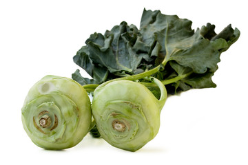 Green Kohlrabi Isolated on White
