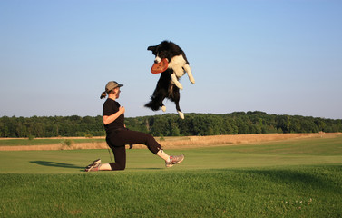 Funny catching Dog Frisbee