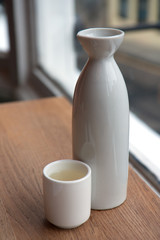 Saki in a restaurant