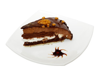 cake truffle with black chocolate sauce