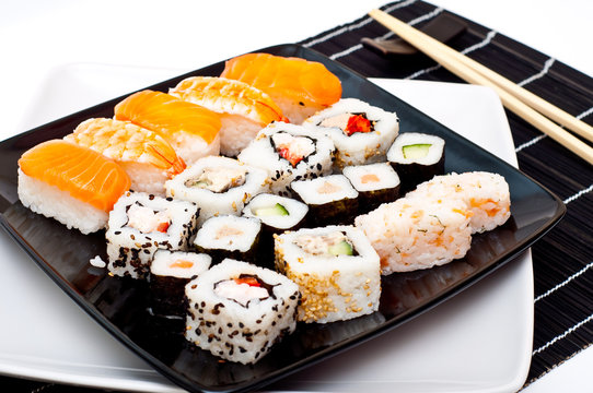 sushi assortment isolated