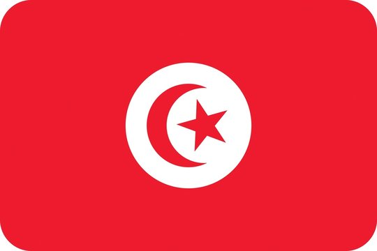 Drapeau de la Tunisie aux coins arrondis
