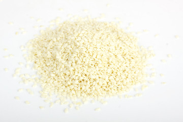 A close up on a pile of dried Sesame Seed isolated