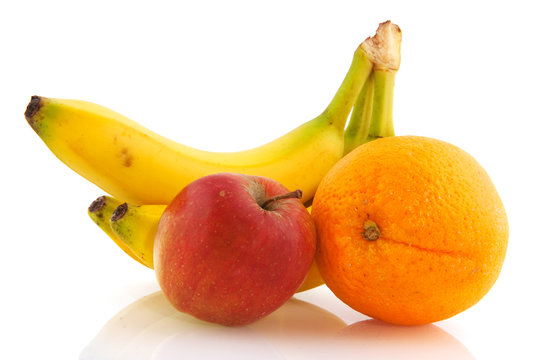 Bananas apple and orange