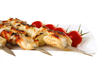 chicken shish kebab with vegetables