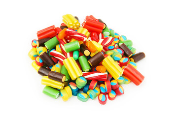 Colourful sweets isolated on the white background