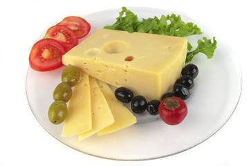 cheese and vegetables on dish