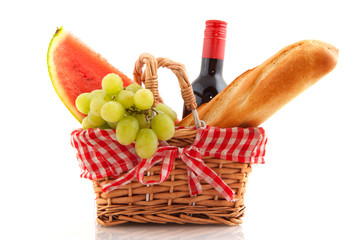 Picnic basket with food