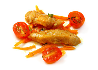 Salad of fish with  tomatoes cherry