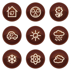 Ecology web icons set 2, chocolate buttons