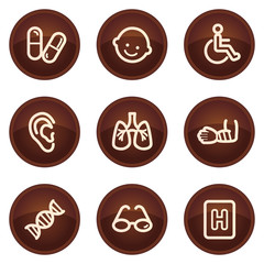 Medicine web icons set 2, chocolate buttons
