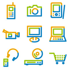 Electronics icons, color contour series