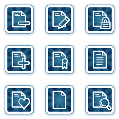 Document web icons set 2, navy square buttons