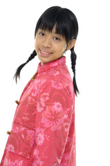 chinese girl wearing the red color chinese traditional dress