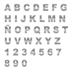 Abecedario con textura de metal pulido