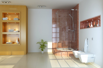 Fototapeta na wymiar 3d render interior of modern bathroom