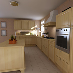 3d render classic kitchen