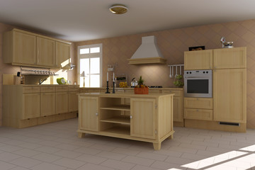 3d render classic kitchen