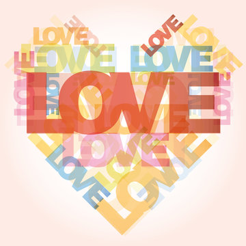Valentine heart from love words