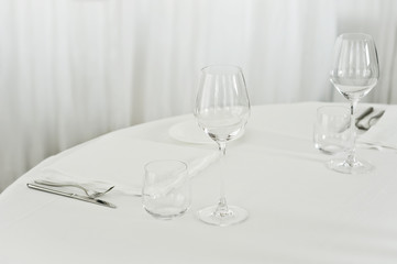 Empty served restaurant table,white
