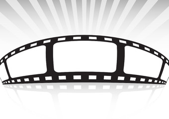 Film strip background banner illustration with rays