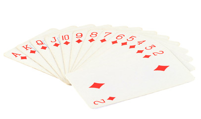 Playing cards isolated on white background