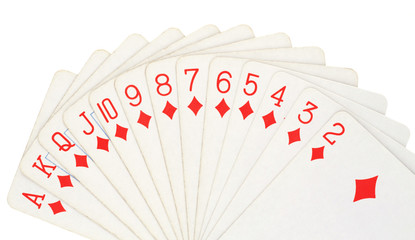 Playing cards isolated on white background