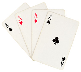 Four aces isolated on white background