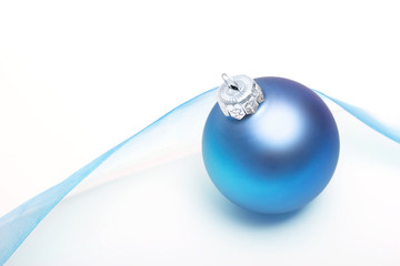 blue bauble and delicate ribbon