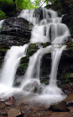 The Waterfall in Carpathian mountain.