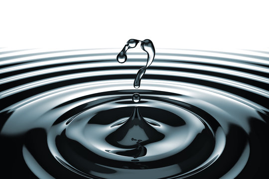 FAQ concept. What symbol shaped water drops