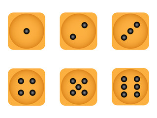 set of six wooden cubes