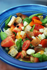 Summer Salad in a Blue Bowl