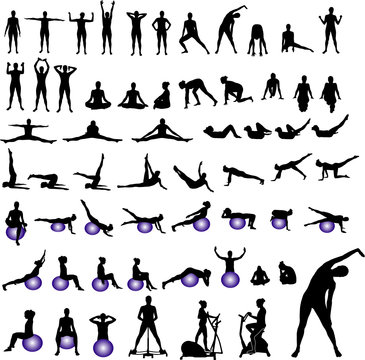 girl exercise group vector