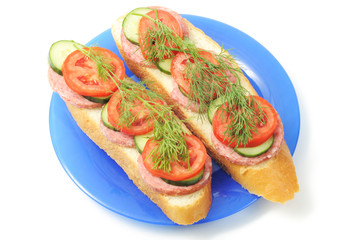 Fresh baguette sandwich