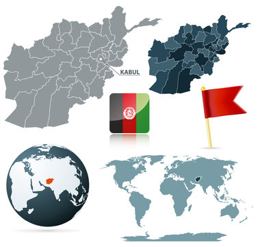 Set of Afganistan vector maps
