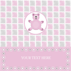 baby greeting card with pink bear
